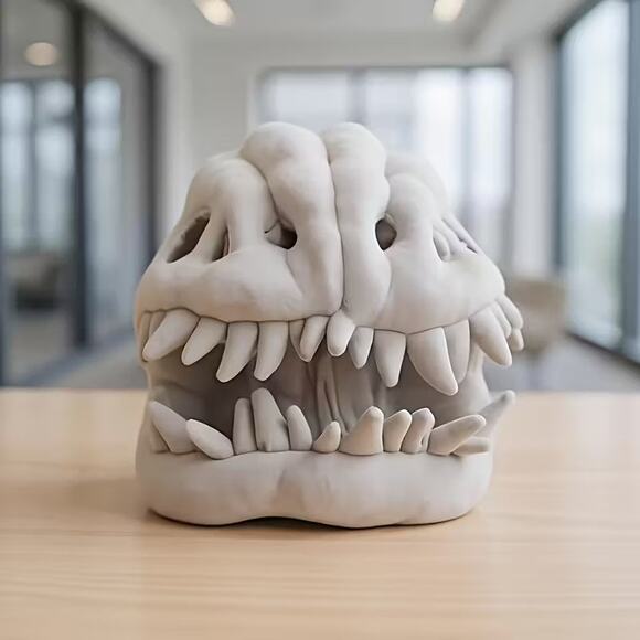 LARGE Plush Dinosaur Skeleton Fossil T-Rex Bone Spine & Skull Costume 45" - Picture 3 of 6